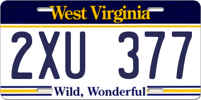 WV license plate 2XU377