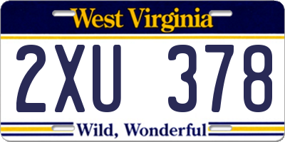 WV license plate 2XU378