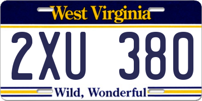 WV license plate 2XU380