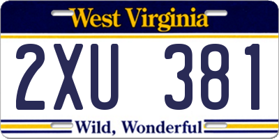 WV license plate 2XU381