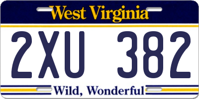 WV license plate 2XU382