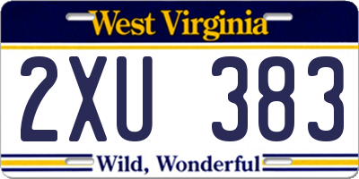 WV license plate 2XU383