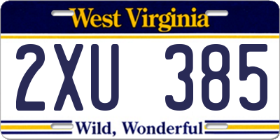 WV license plate 2XU385
