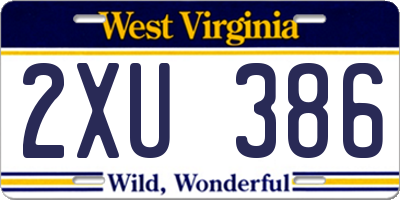 WV license plate 2XU386