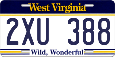 WV license plate 2XU388