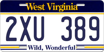 WV license plate 2XU389