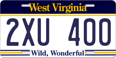 WV license plate 2XU400