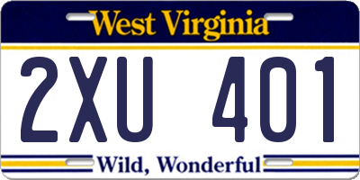 WV license plate 2XU401