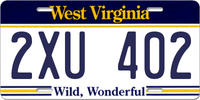 WV license plate 2XU402