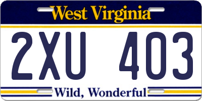 WV license plate 2XU403