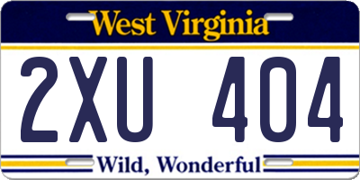 WV license plate 2XU404