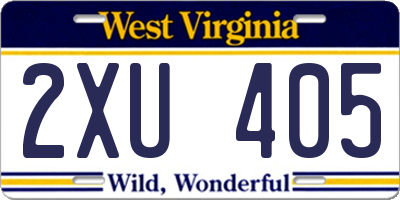 WV license plate 2XU405