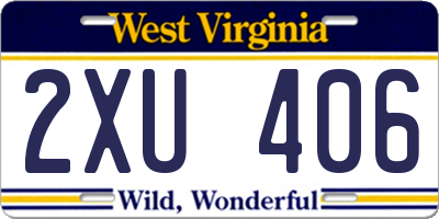 WV license plate 2XU406