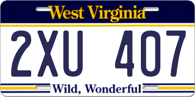 WV license plate 2XU407