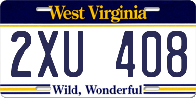 WV license plate 2XU408