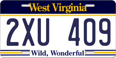 WV license plate 2XU409