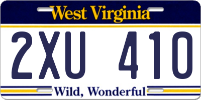 WV license plate 2XU410