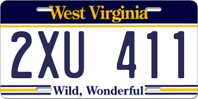 WV license plate 2XU411