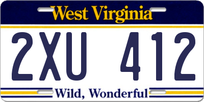 WV license plate 2XU412