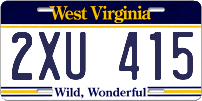 WV license plate 2XU415