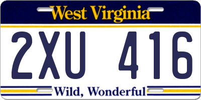 WV license plate 2XU416