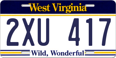 WV license plate 2XU417
