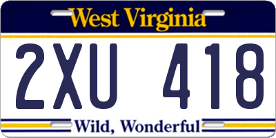 WV license plate 2XU418