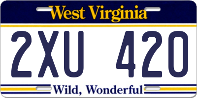 WV license plate 2XU420