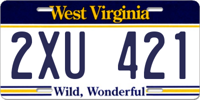 WV license plate 2XU421
