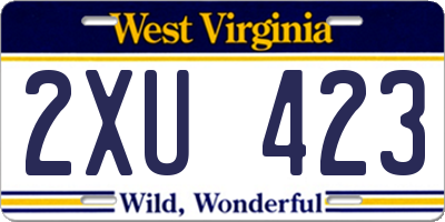 WV license plate 2XU423