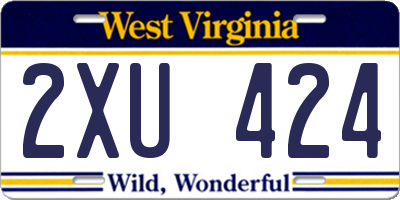WV license plate 2XU424
