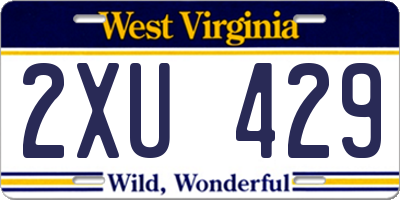 WV license plate 2XU429