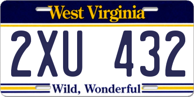 WV license plate 2XU432