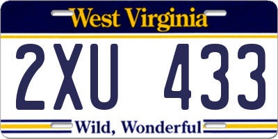 WV license plate 2XU433