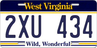 WV license plate 2XU434
