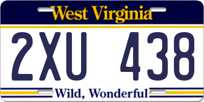 WV license plate 2XU438