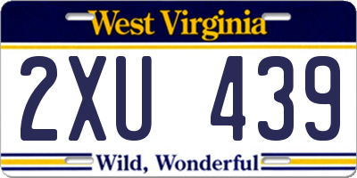 WV license plate 2XU439