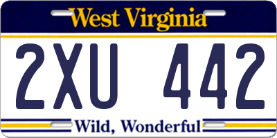 WV license plate 2XU442