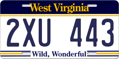 WV license plate 2XU443