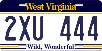 WV license plate 2XU444
