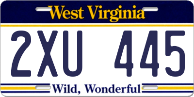 WV license plate 2XU445