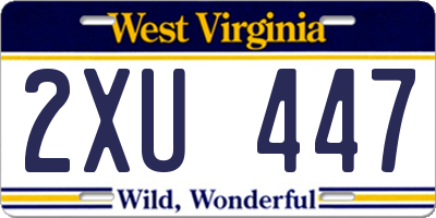 WV license plate 2XU447