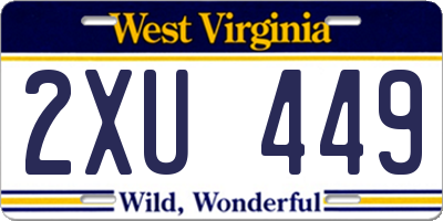 WV license plate 2XU449
