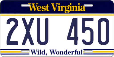 WV license plate 2XU450