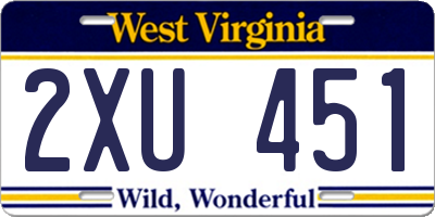 WV license plate 2XU451