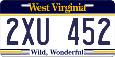 WV license plate 2XU452