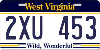 WV license plate 2XU453
