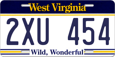 WV license plate 2XU454
