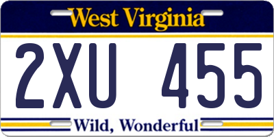 WV license plate 2XU455
