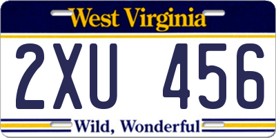 WV license plate 2XU456